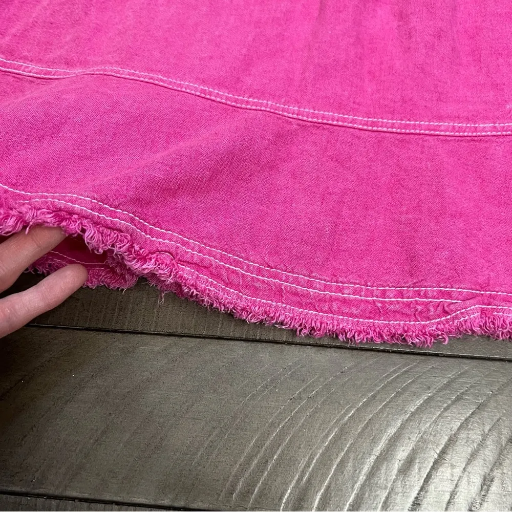 Pilcro Flounced Mini Skirt Size Med Pink Acid Wash Linen Anthropologie LIKE NEW - Image 6