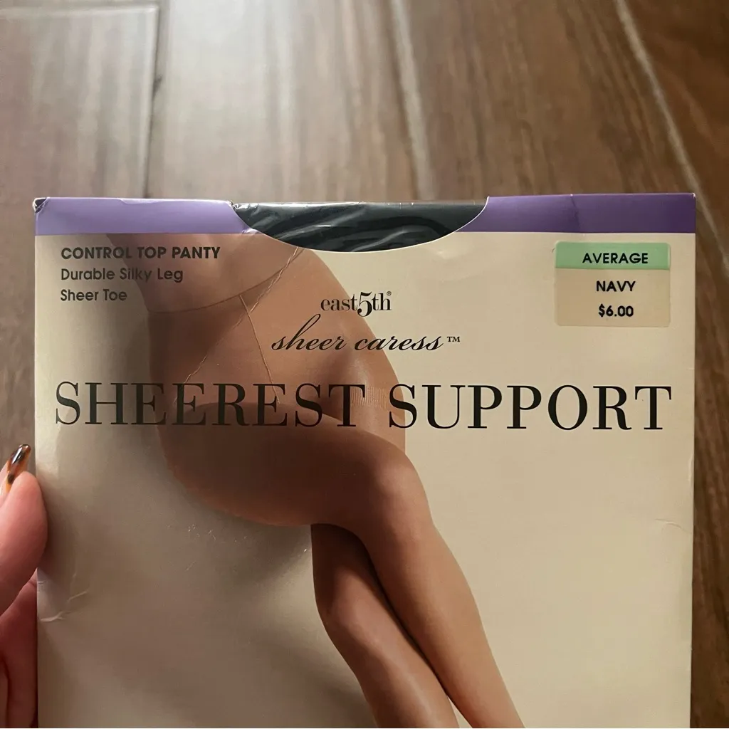 Vintage J.CPenny sheerest support navy pantyhose Blue - Image 2