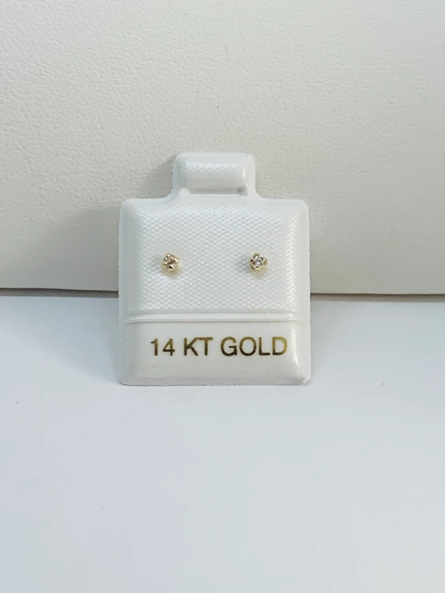 14k Solid Gold Tiny White Diamond Color Cubic - Image 2