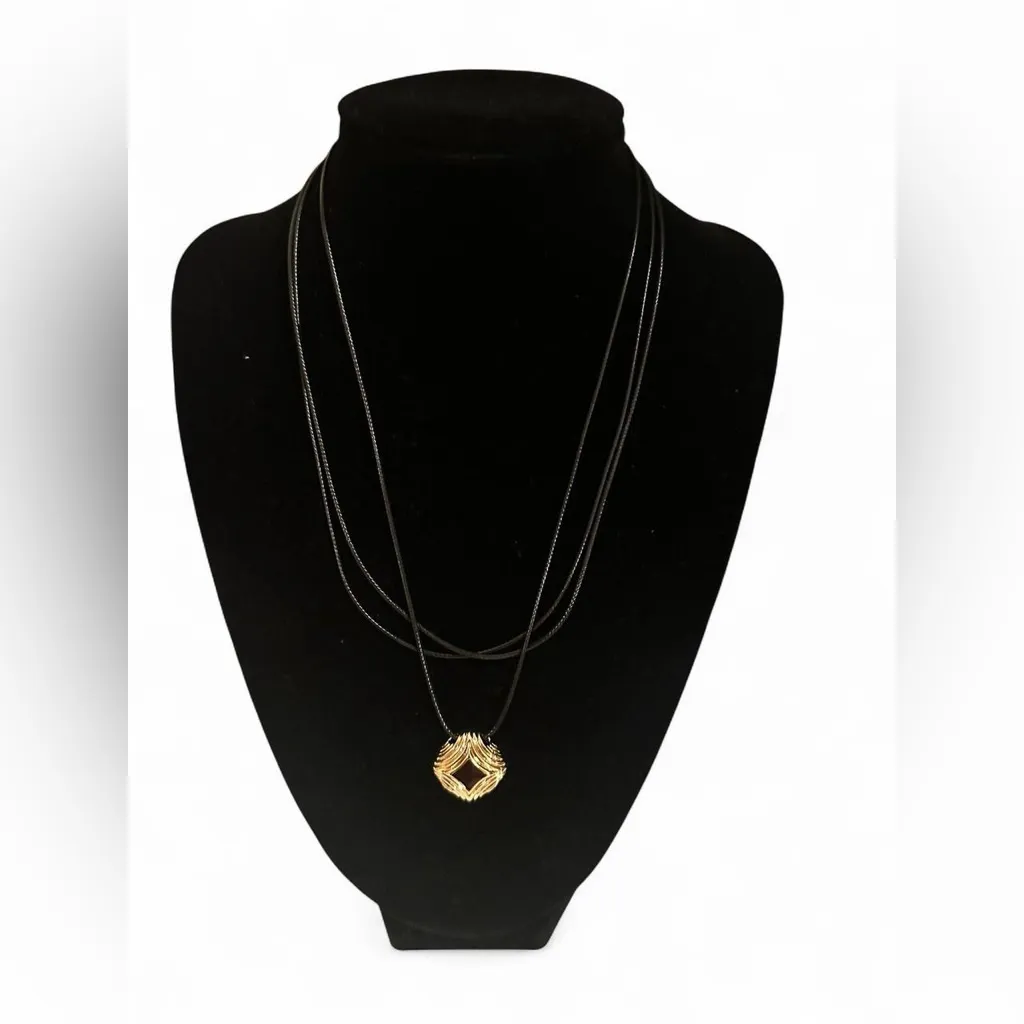 SLIDE 18k goldPlated bracelet and necklace on leather chain set #jewelleryset Gold - Image 3