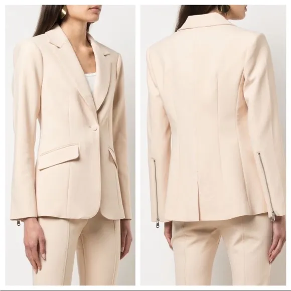 NEW NWT Cinq A Sept Kym Zipper Sleeve Blazer Jacket In Sand - Image 2