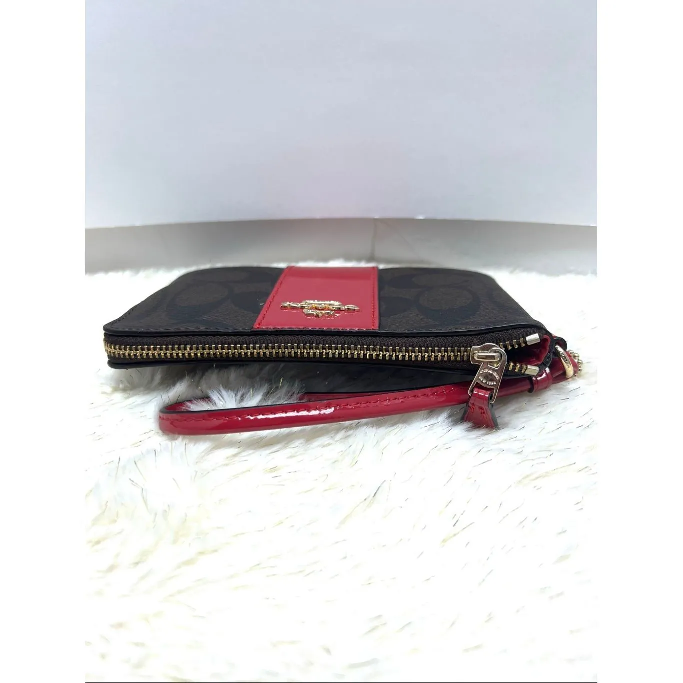 New! Coach Wristlet Wallet Brown True Red in Signature Canvas F54460 - Image 4