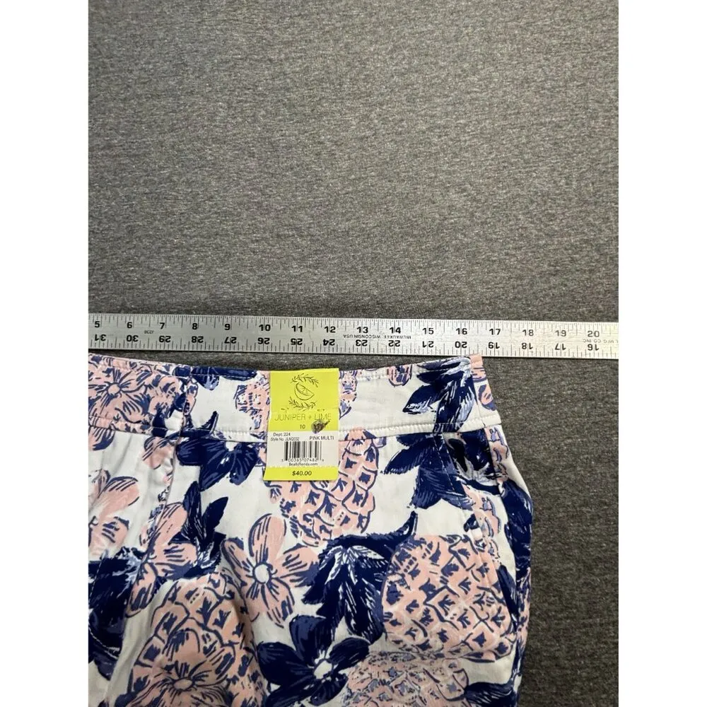 Juniper Lime Floral Pineapple Print Shorts Sz 10 Pink & Blue Golf Pickleball - Image 6