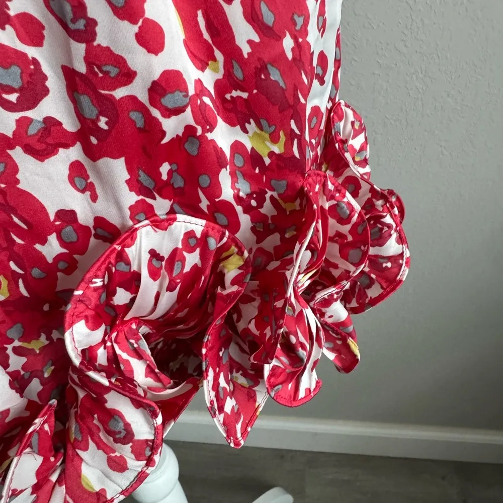 NWT Karlie Pink White Floral Ruffle Strapless Bustier Barbie Mini Dress Womens M - Image 3