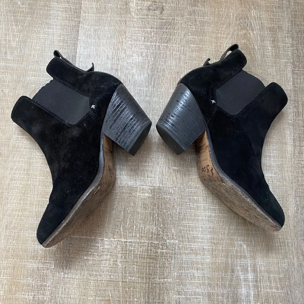 Rag & Bone Devon Boots Women's 39.5 9 Black Suede Ankle Stacked Heel Boots Biker - Image 8