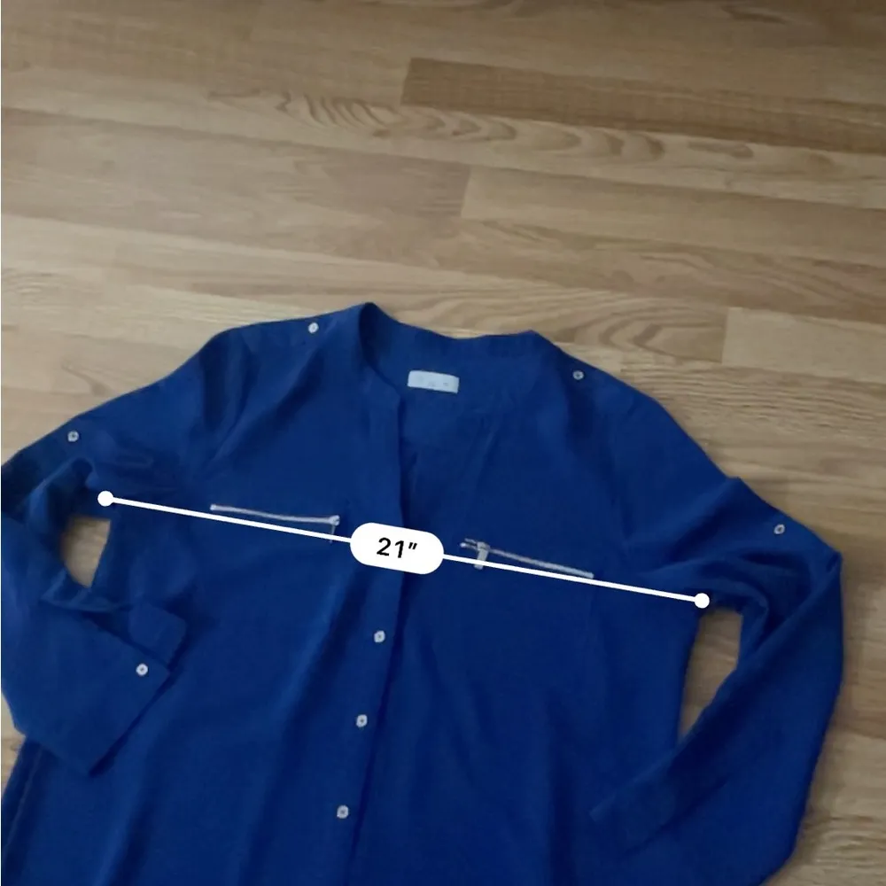 Calvin Klein Cobalt Blue button down shirt dress size 14 tunic long sleeve - Image 9