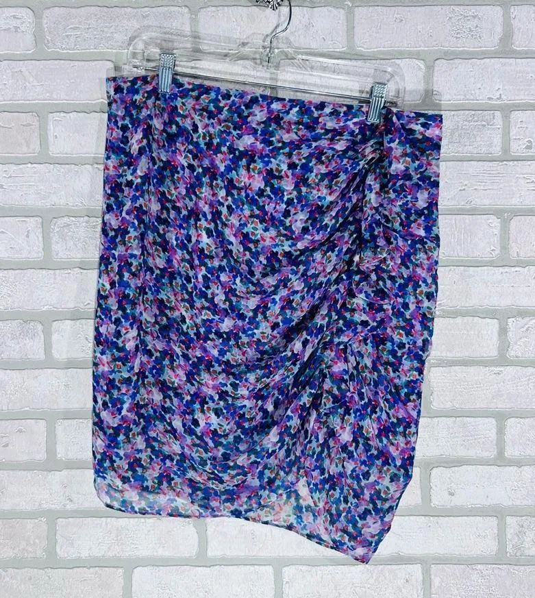 Veronica Beard Spencer Silk Side Ruched Abstract Floral Pencil Skirt Size 16 - Image 4