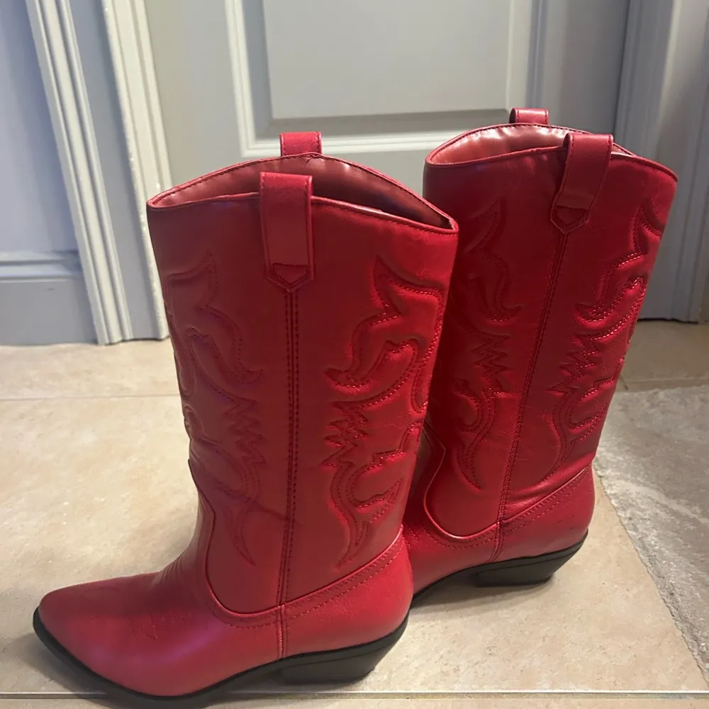 Red Western Cowboy Boots Size 8.5 - Image 4