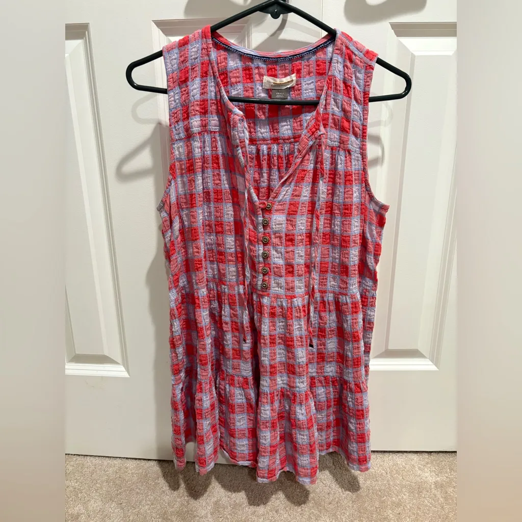 Pilcro by Anthropologie Plaid Sleeveless Babydoll Top Size Small - Image 4