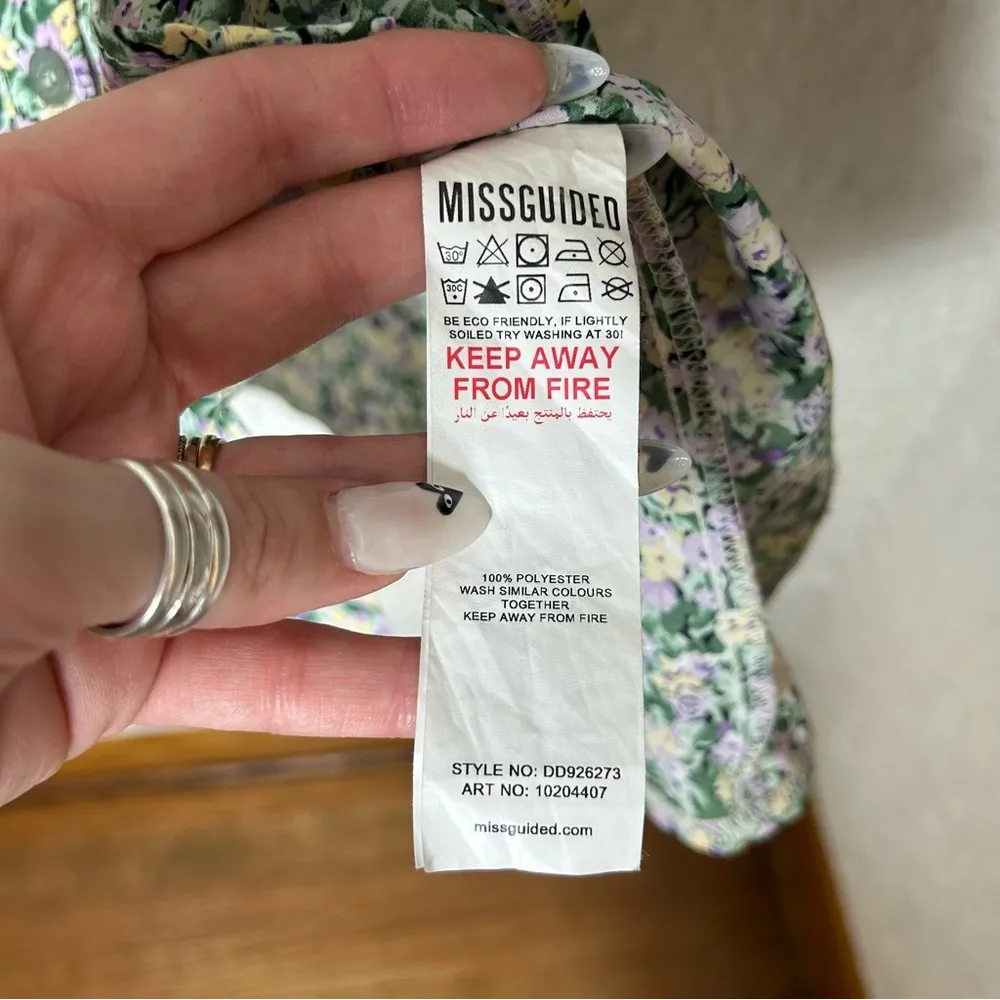 Missguided | Floral Print Button Down Collared Cottage Core Shirt Dress Size 12 - Image 5