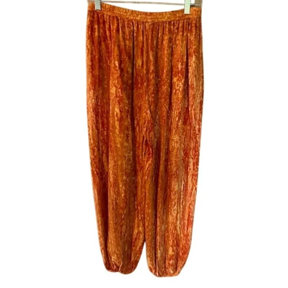 Boho Crinkle Viscose Burnt Orange Drawstring Pants – Free Size Size undefined - Image 2