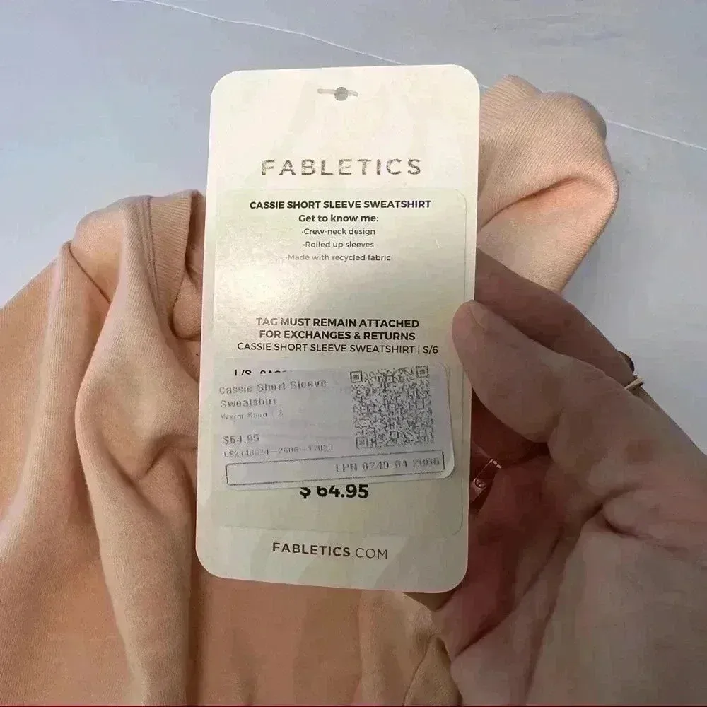 FABLETICS  Cassie Peach Orange Crewneck Short Sleeve Athletic Top S NWT Outdoor - Image 8