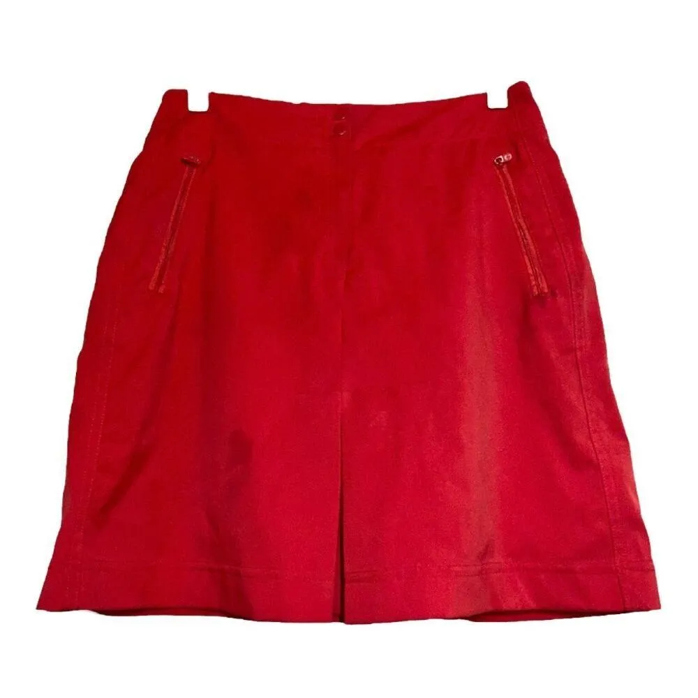 Tail Skort UPF 50+ Zip Pockets Front Slit Snap Golf Tennis Pickleball Red 27" Size 6 - Image 2
