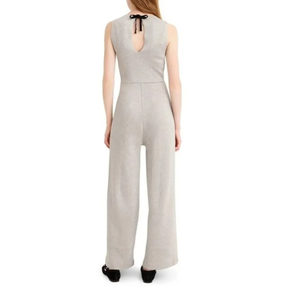 NWT J.Crew Sleeveless Lurex Jumpsuit in Silver Metallic Velvet Tie Jumper S $188 - Image 5