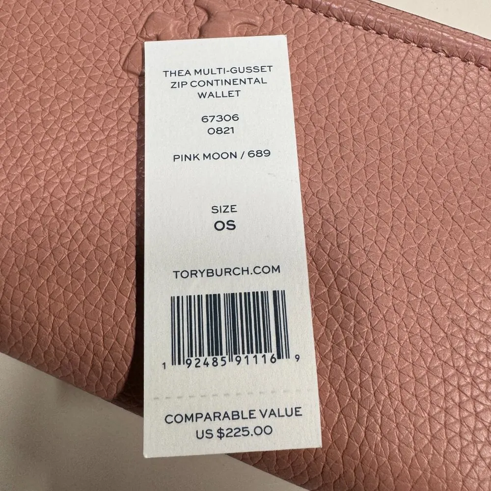 Tory Burch thea mult gusset zip continental wallet 67306 in pink moon - Image 4