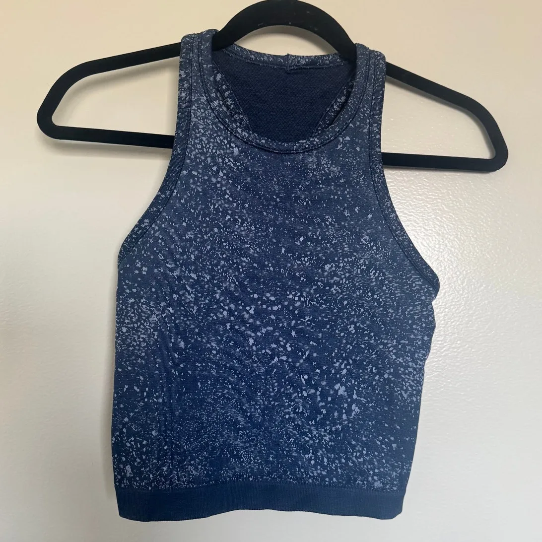 Lululemon Ebb to Street Cropped Tank Top Distorted Noise Mineral Blue Size 4 - Image 3
