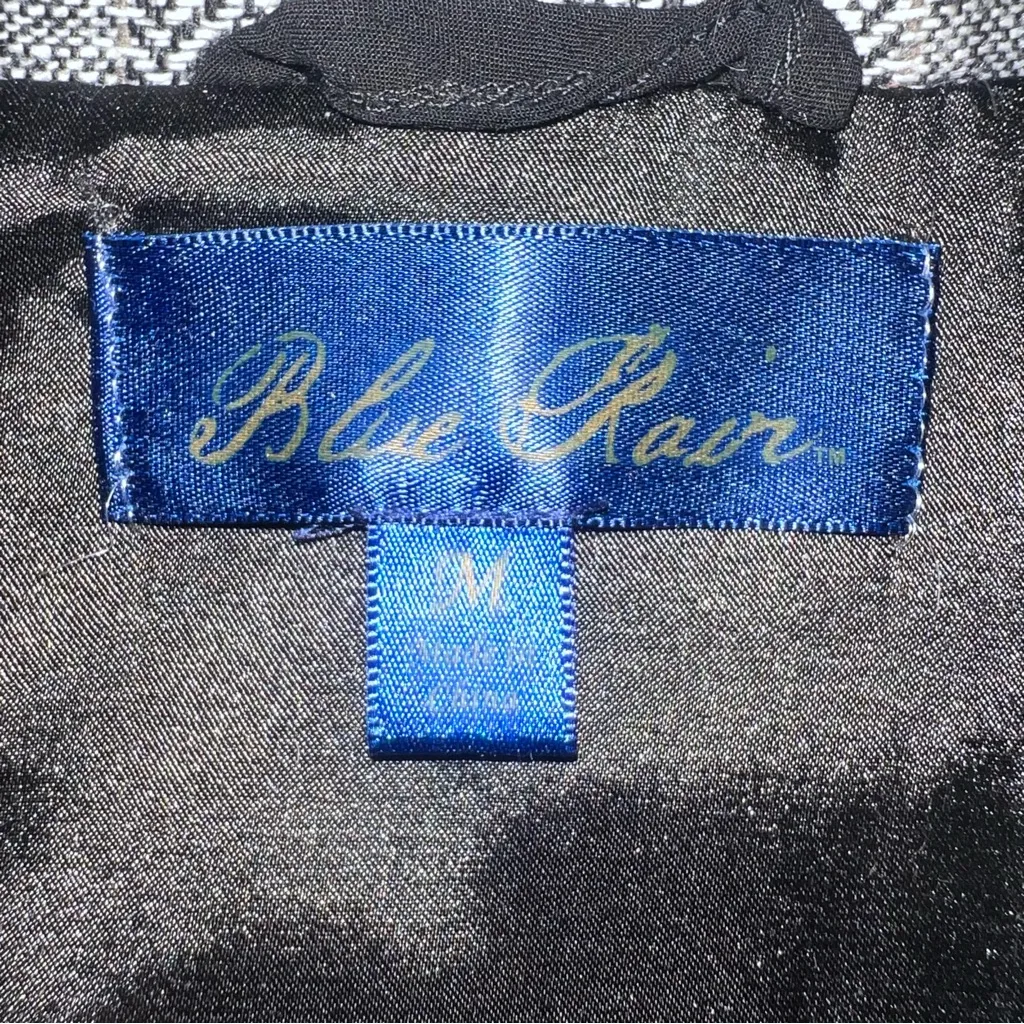 Blue Rain Quilted Down Vest‎ Womens Size Medium Pockets Herringbone Black Gray - Image 8