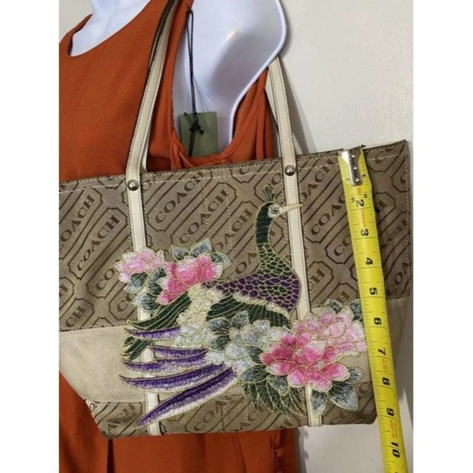 coach w customized by me w applique tan beige jacq - Image 7