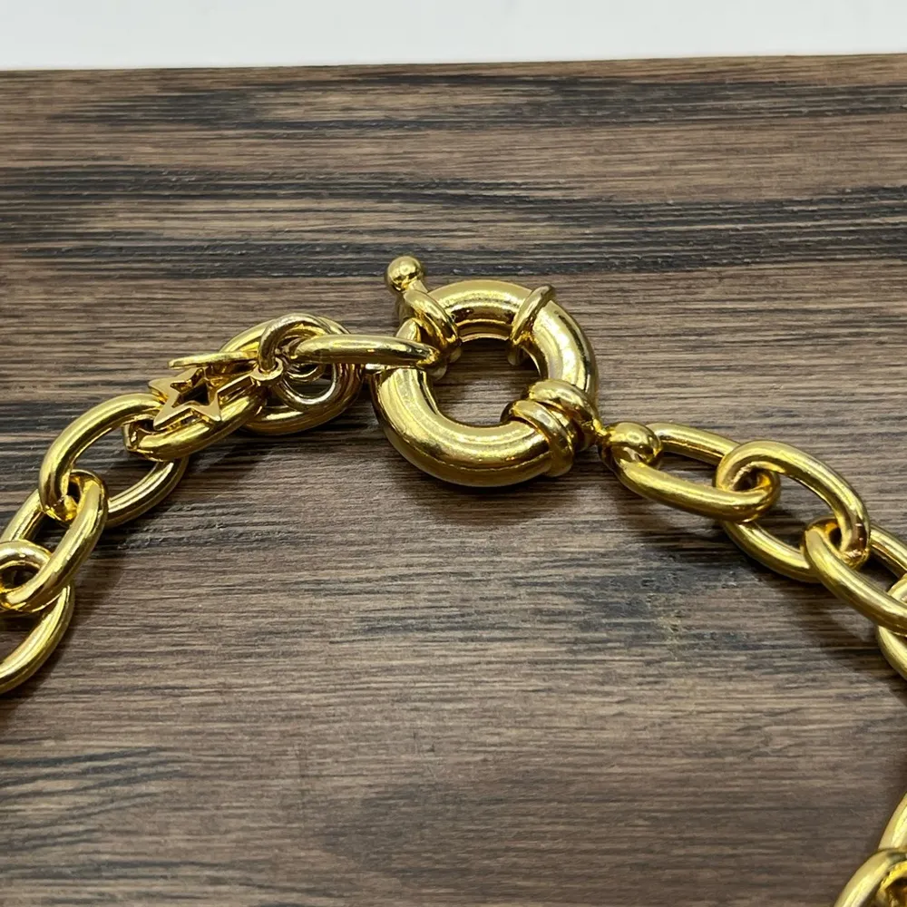 Charm Bracelet: Large Heart, Angel, Star Dove Charms Gold Tone - Image 7