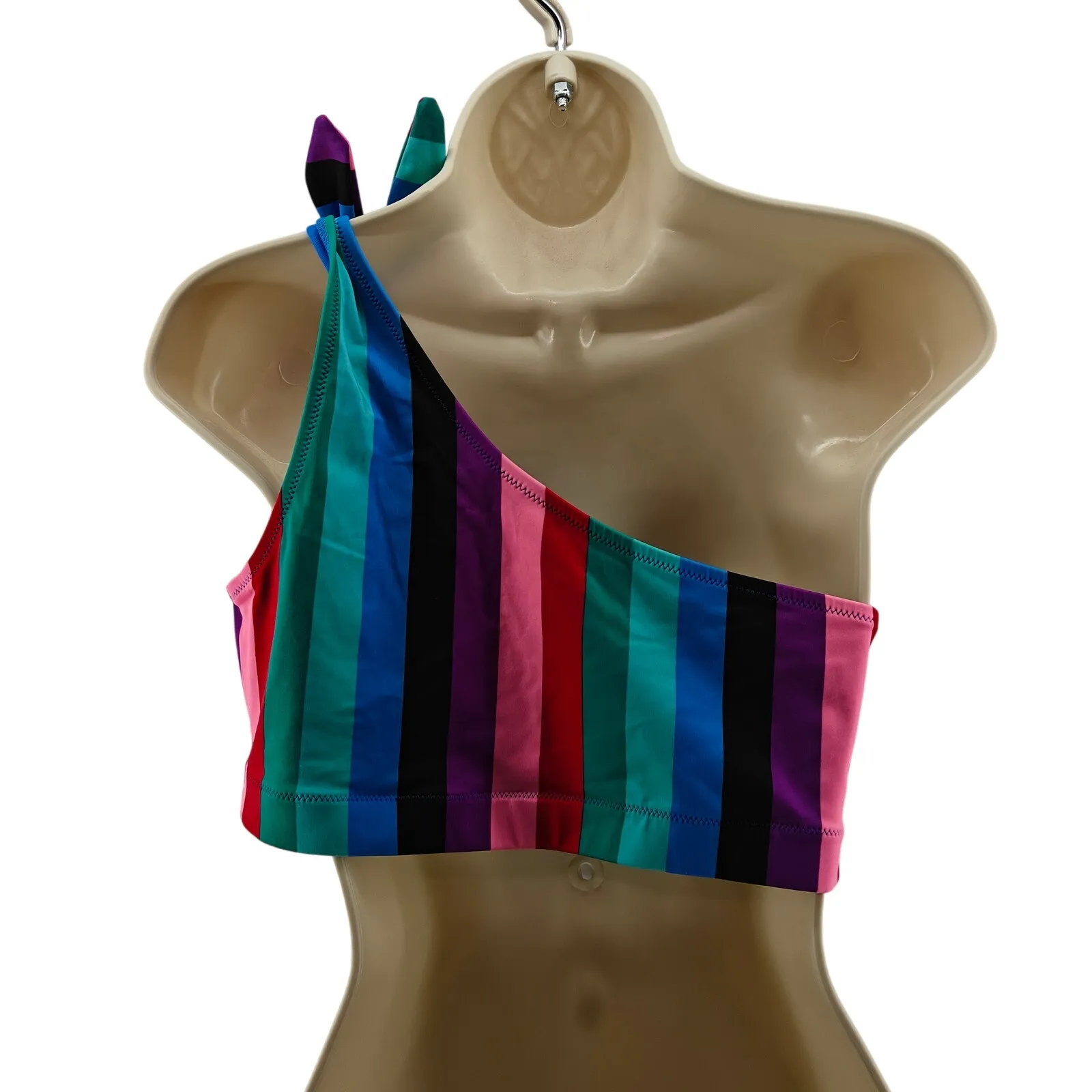 Old Navy Multicolor Stripe Single Shoulder Bikini Top Womens Large - Image 4