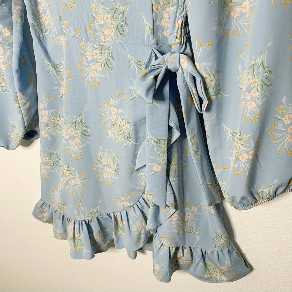Lily Rose bustier ruffles wrapped floral blue mini dress size XS NWT - Image 4