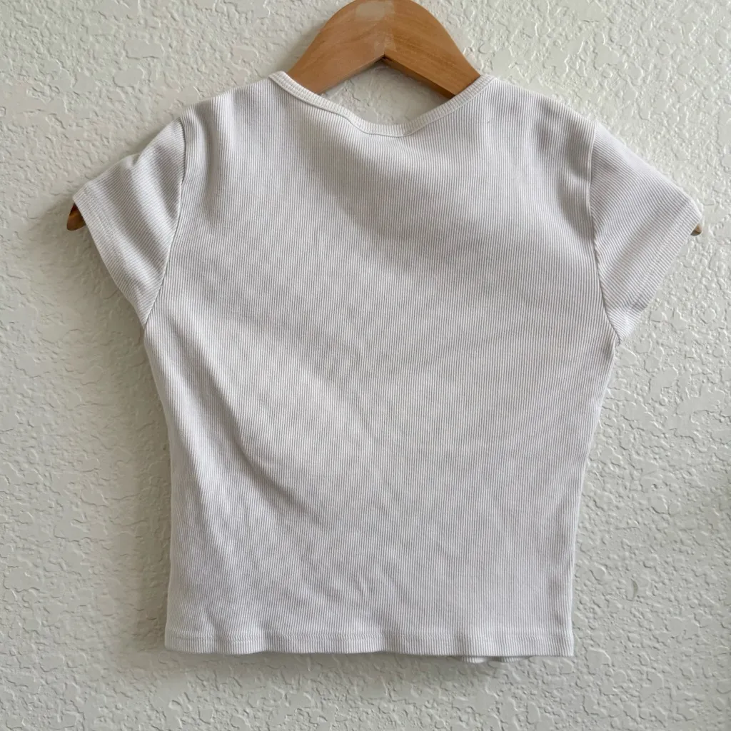 Reformation White Ribbed Women's Top T Shirt Size Small White - Image 3
