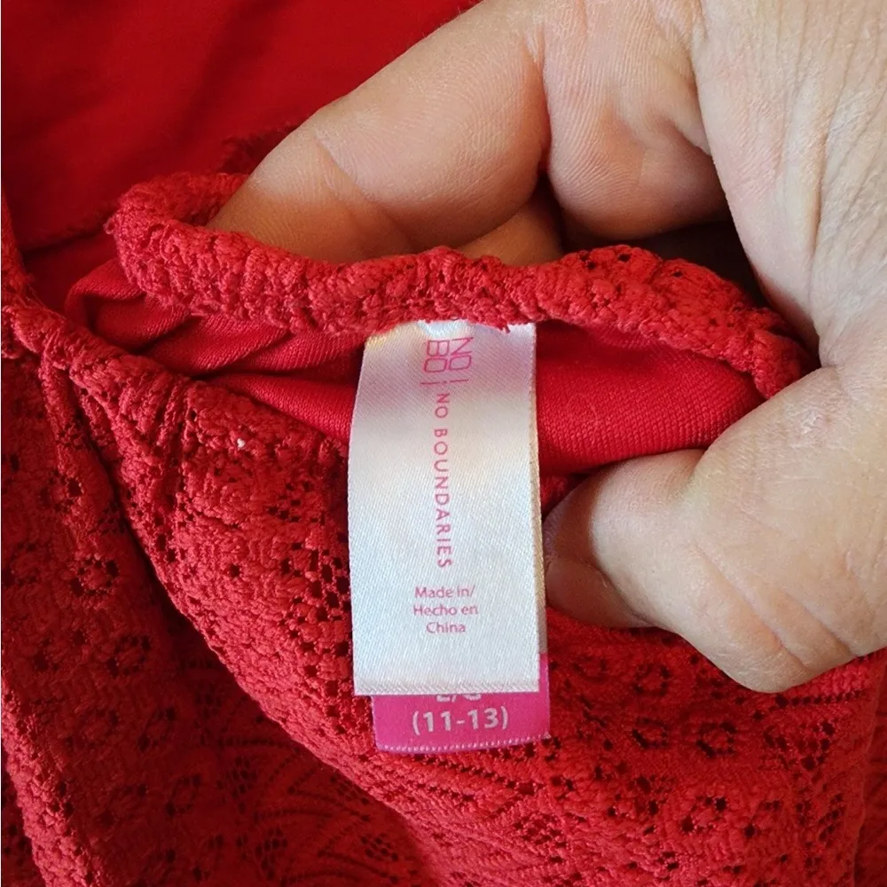 Nobo red lace string open back mini dress size juniors large - Image 4