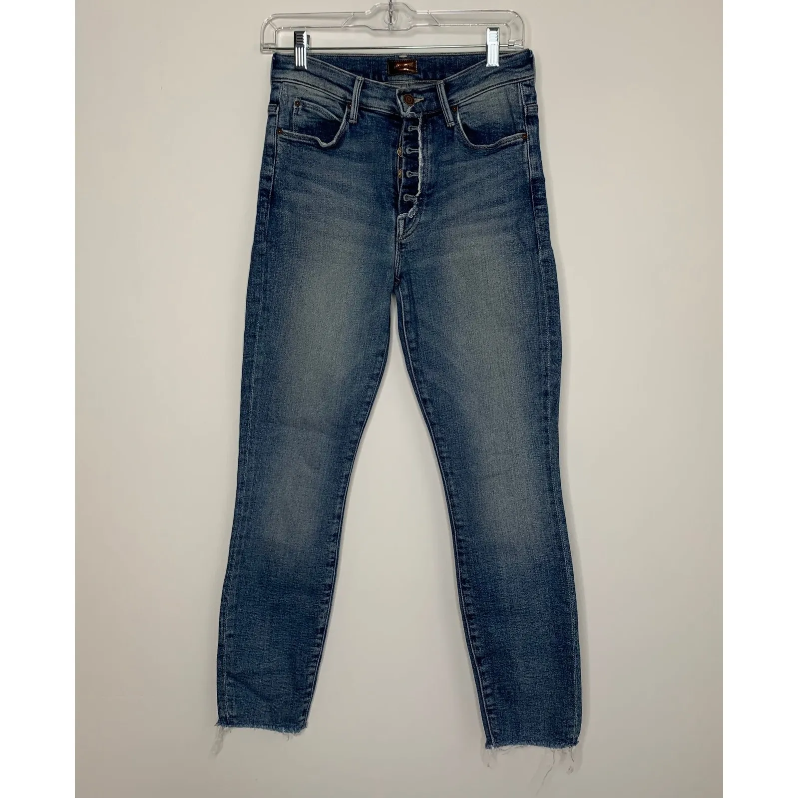 Mother The Fly Cut Stunner Ankle Fray In Night On A Shiny White Vespa Women’s 26 Blue - Image 2