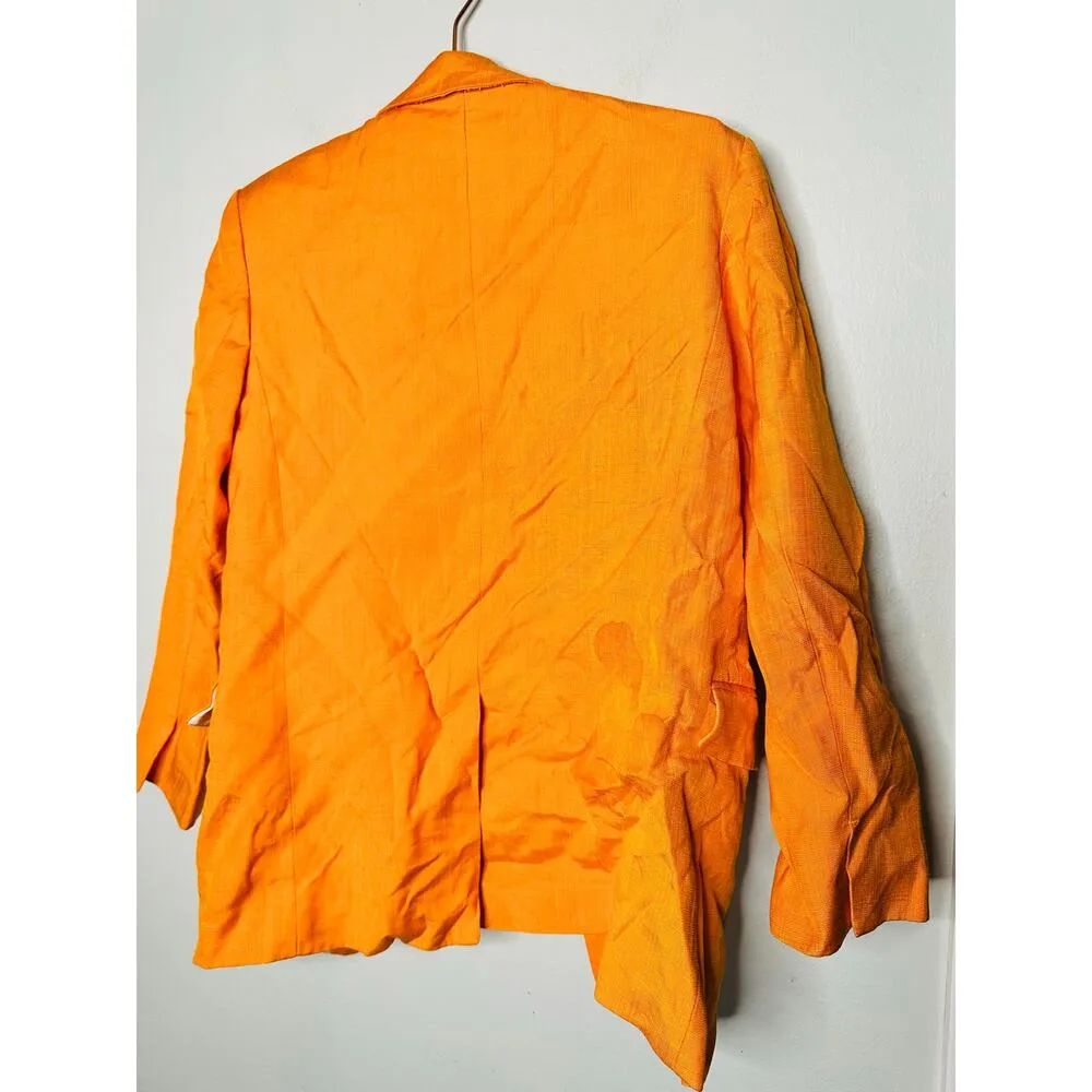 SANDRO Orange Crepe Collar Front Button Long Sleeves Harper Blazer Size 36 - Image 12