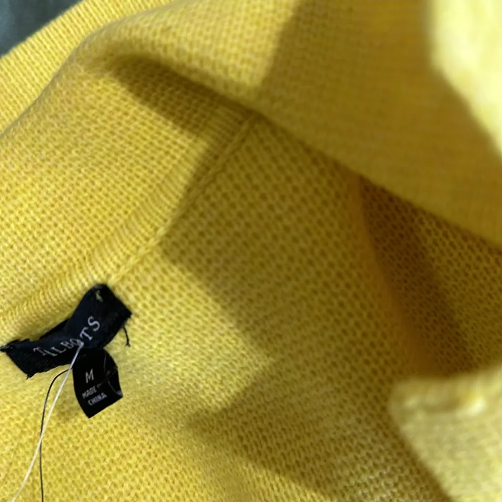 NWOT Talbots  Sweater CardiganYellow Wool Blend Open Front Pockets - Image 6