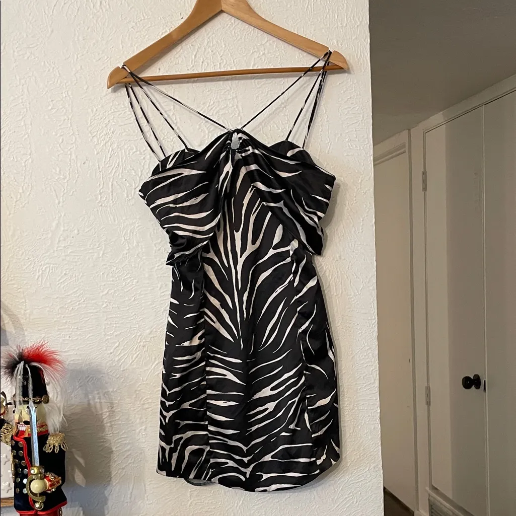 NWT Zara Monochrome Zebra Mini Dress Size Medium - Image 4