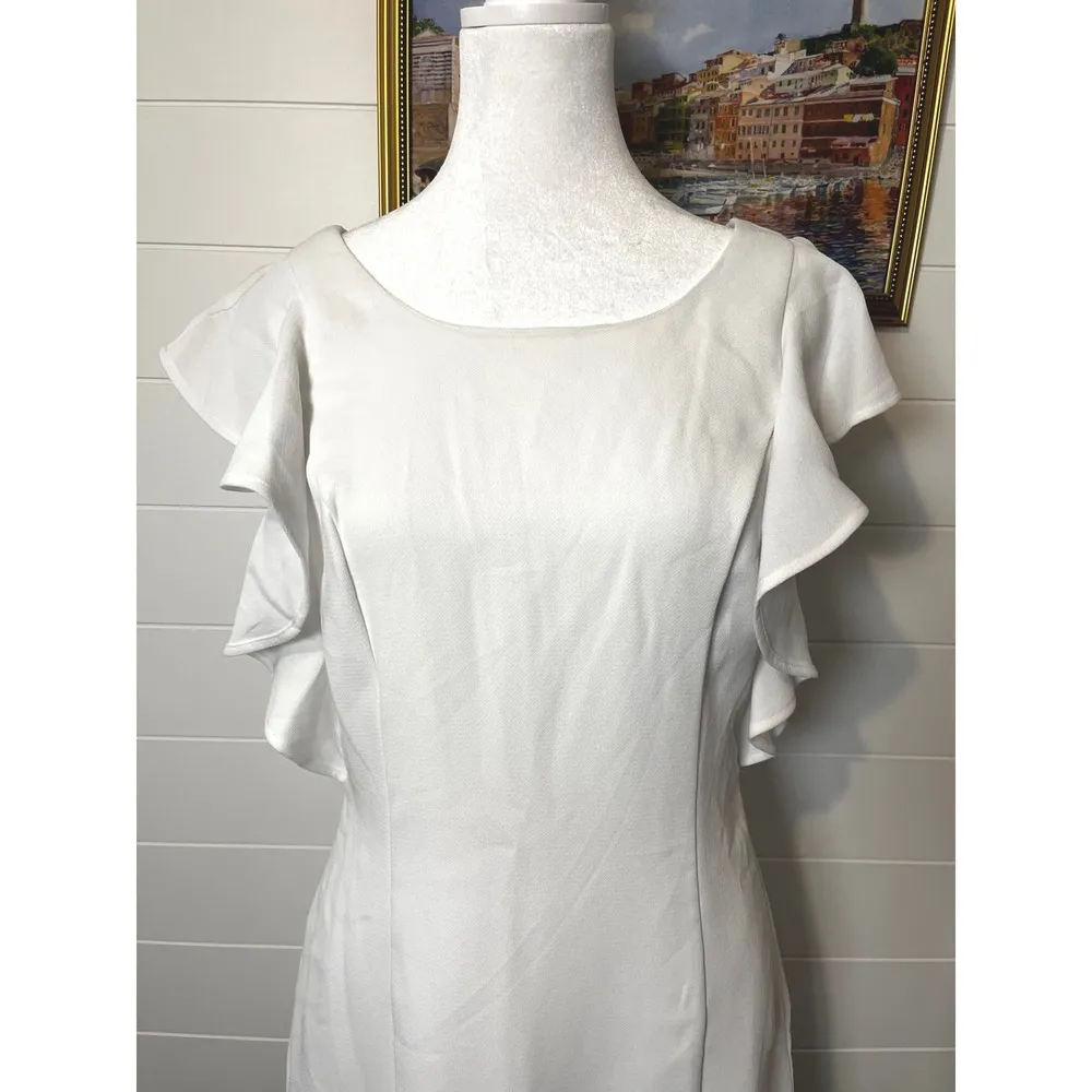 BCBG White Mini Dress Ruffle Flutter Sleeve Fit Flare NWT Coquette Clean Girl - Image 9