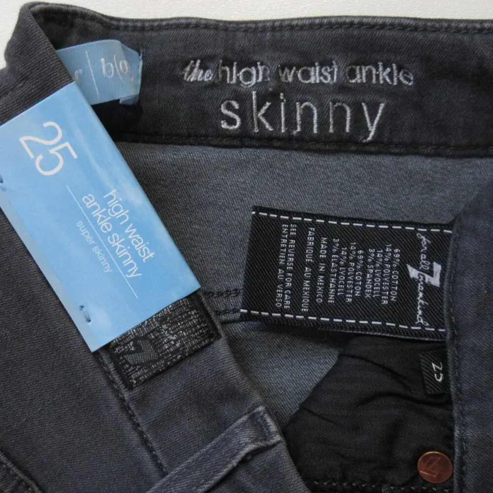 NWT 7 For All Mankind High Waist Ankle Skinny in b(air) Smoke Grey Jeans 25 - Image 3