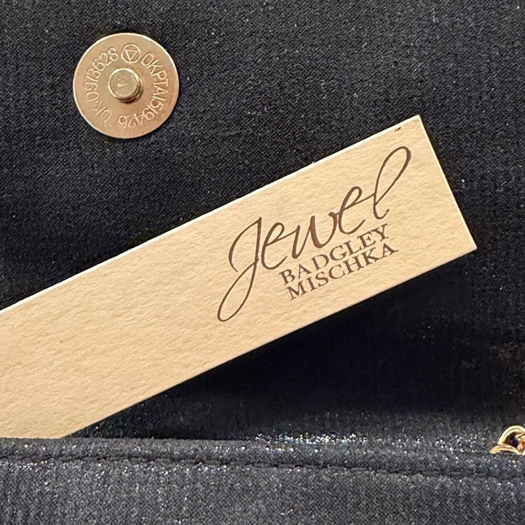 Badgley Mischka beaded sequin black evening bag clutch crossbody NEW - Image 3