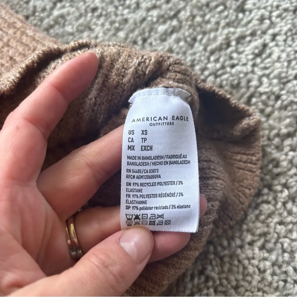 American Eagle Tan Knit Collared Sweater Size Extra Small - Image 4