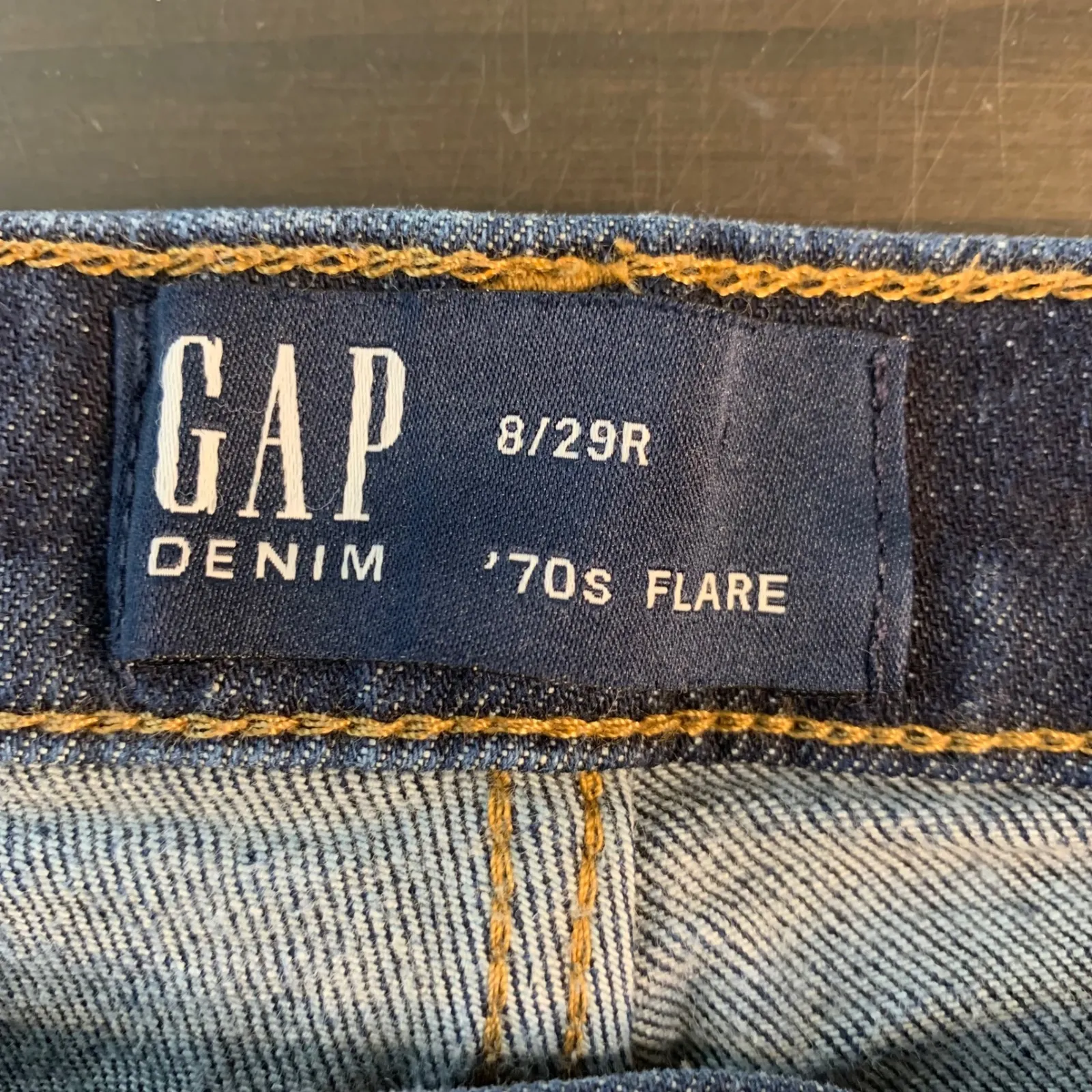 GAP Womens 8 29R Dark Wash 70s Flare Jeans High Rise Stretch Denim Retro Western - Image 3