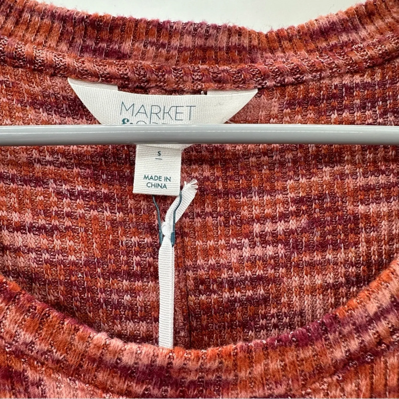 Market & Spruce Allison Burgundy Red &‎ Orange Space Dye Short Sleeve Mini Dress - Image 5