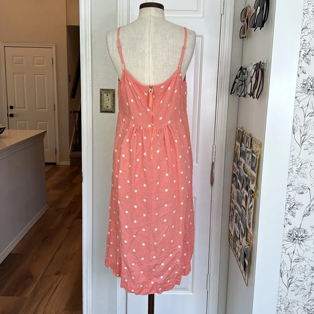Joules linen and viscose polka dot midi dress Pink Size 10 - Image 12