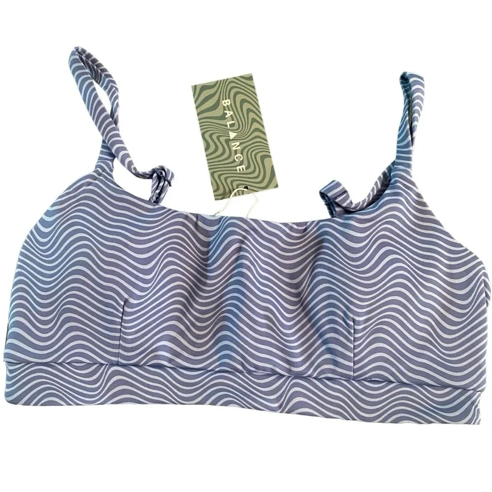 Vitality Balance Athletica Women's M Flare Bra Oasis‎ Blue Swirl Marble Gym New - Image 2