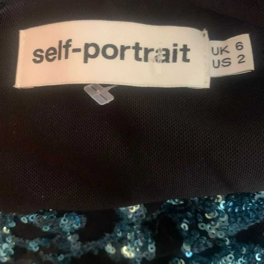 Self-Portrait Turquoise Sequin Mini NWOT - Image 13