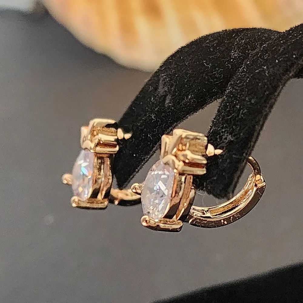 Gold Filled CZ Pineapple Huggie Hoop Earrings - Image 2