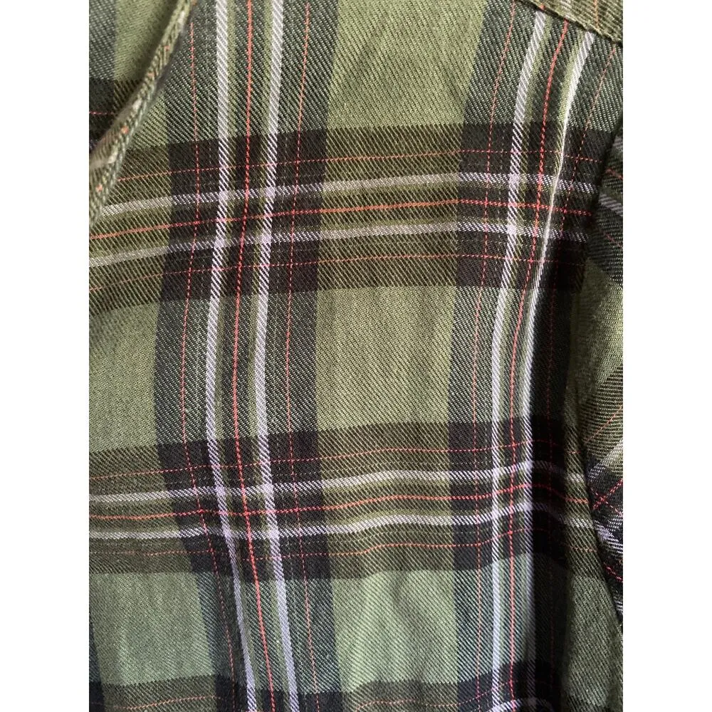 Zara premium denim collection green plaid shirt dress size small - Image 13