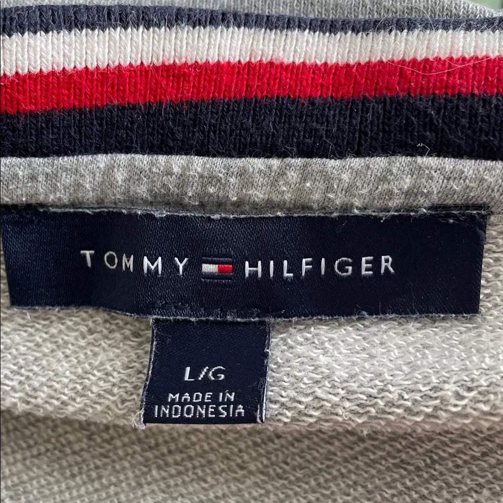 Tommy Hilfiger Gray Lace-Up Top with Red and Blue Accents - Image 3