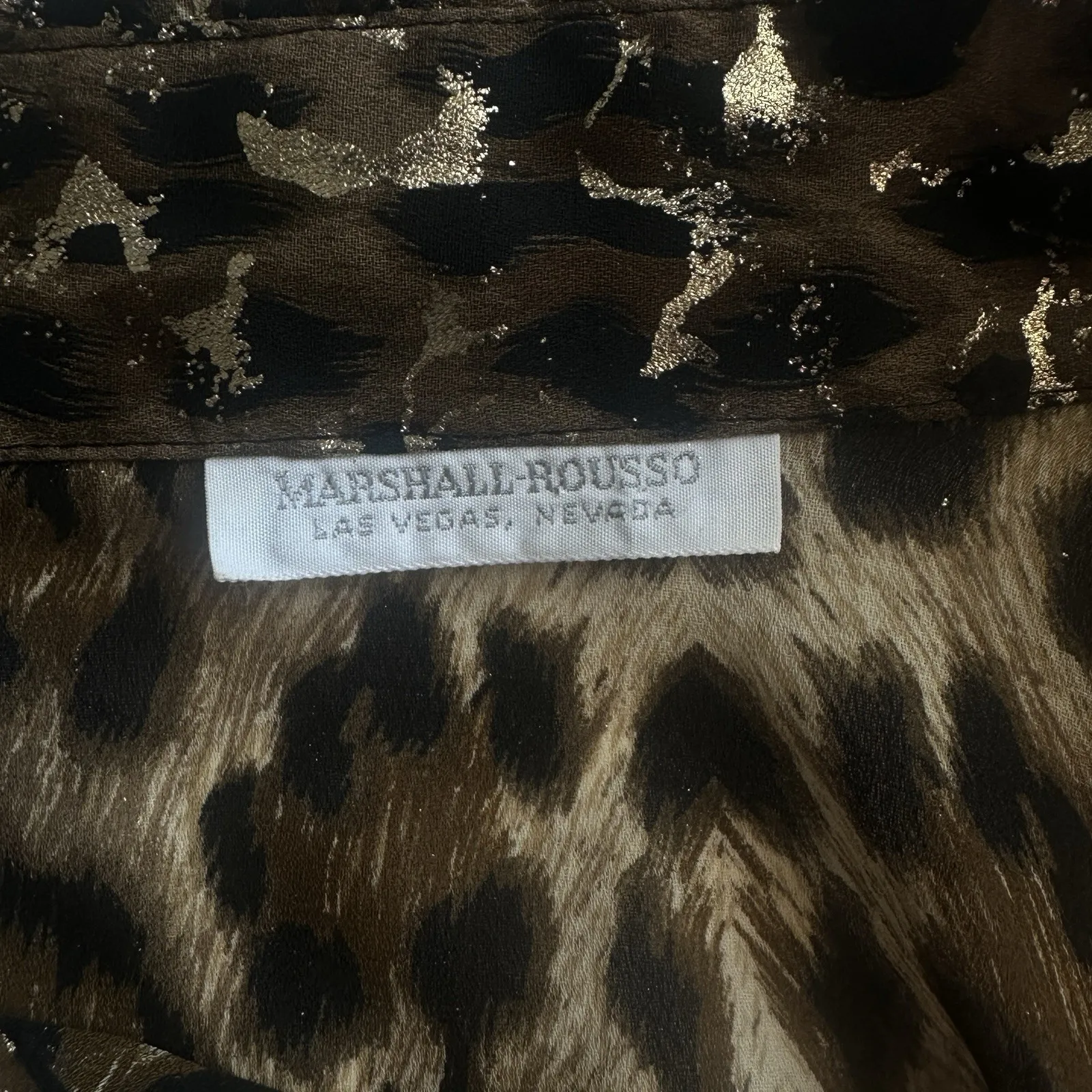 Marshall Rousso Las Vegas Metallic Cheetah Print ButtonDown Shirt, Sz: 2X? (b40) Size XXL - Image 5