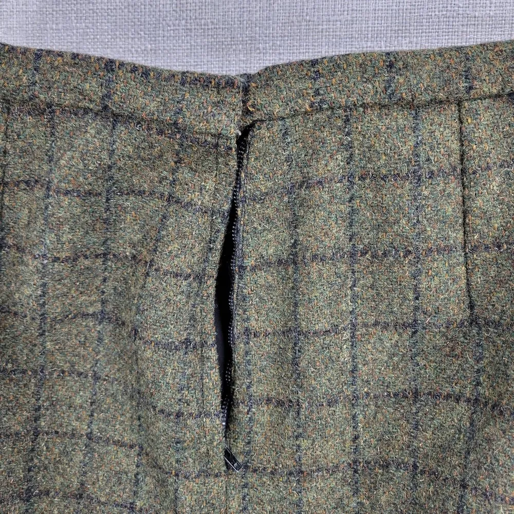 Vintage Womens Skirt Sage Green Wool Tweed Windowpane Check A - Image 2