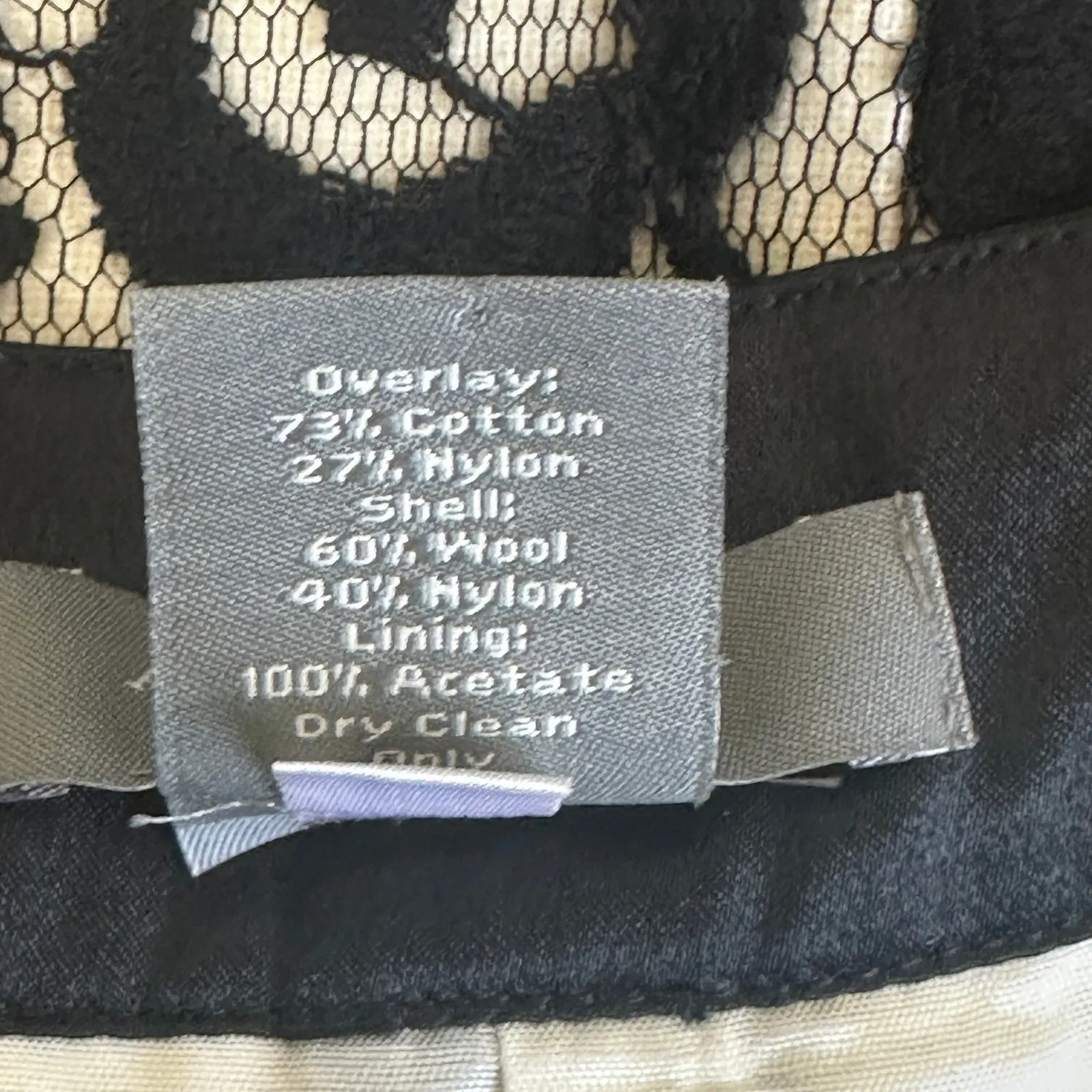 Ann Taylor Pencil Skirt Womens 0P Black Cotton Lace Floral Elegant Formal Witchy - Image 5