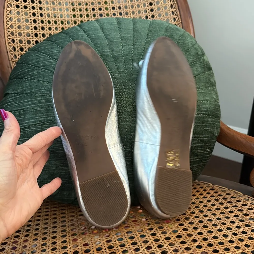 J. Crew Silver Metallic Ballet Flats Shoes - Image 5