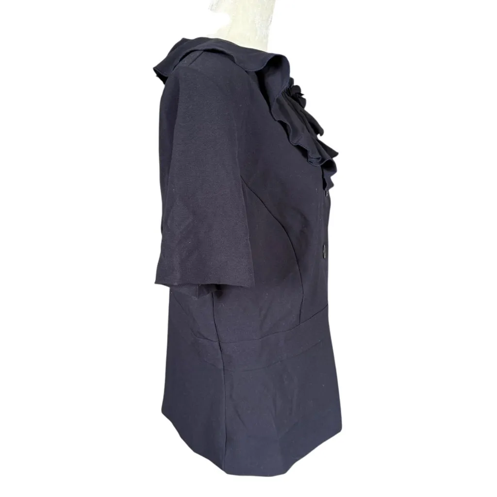 Danny & Nicole black short sleeve button down ruffled jacket women's size 16 - Image 3