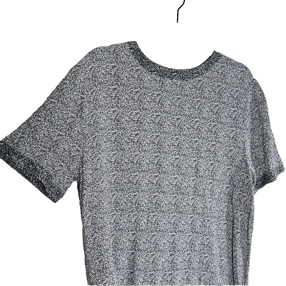 Cos Cob 1970’s Printed Button Back Top Womens Size 10/M Art to Wear Black White Size M - Image 3