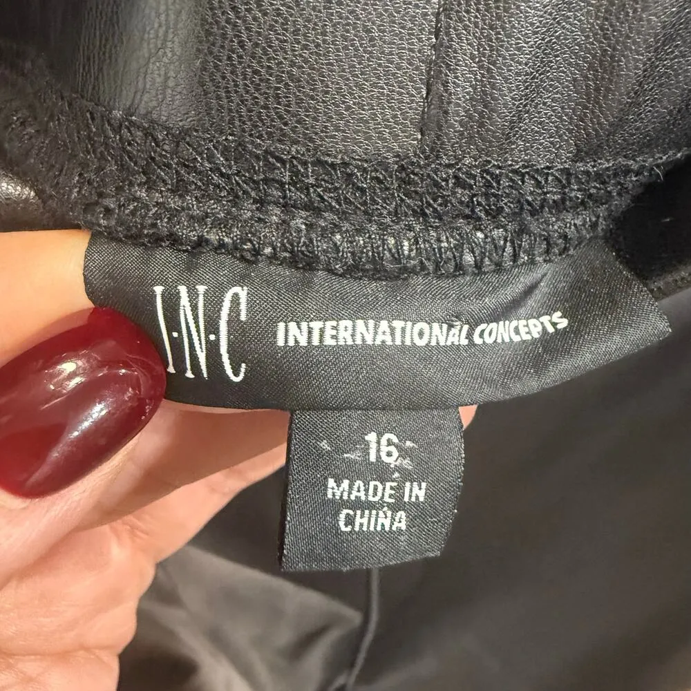 Inc International Concepts Black Faux Leather Leggings Sz 16 - Image 5